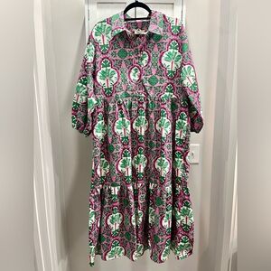 Maeve Pink and Green Patterned Dress